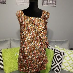 Geometric Print Sleeveless Blouse